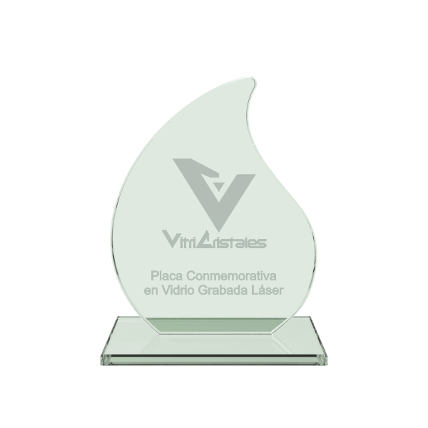 flame Placa Conmemorativa en Vidrio Forma Flame 10mm con grabado laser