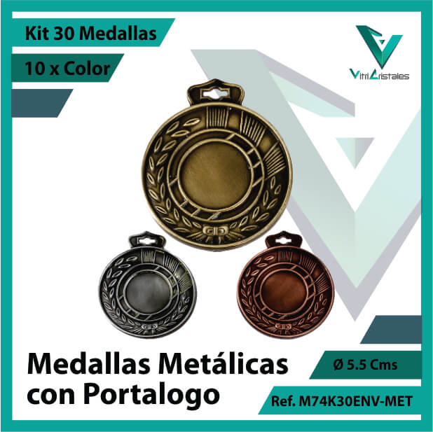 kit de medallas en medellin metalicas con portalogo x 30 unidades ref m74k30env-met