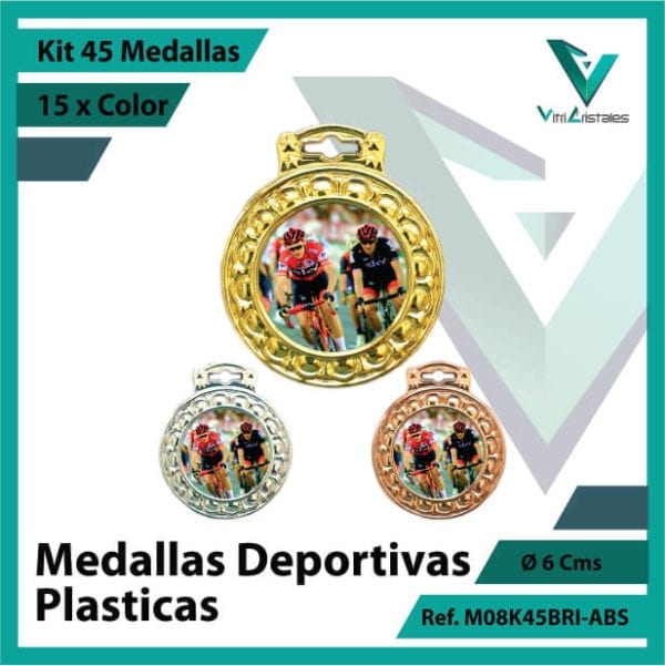 kit de medallas para niños deportivas plasticas x 45 unidades ref m08k45bri-abs