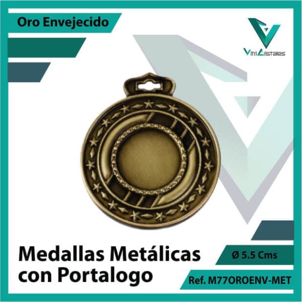 medallas en cali metalicas con portalogo color oro envejecido ref m77oroenv-met