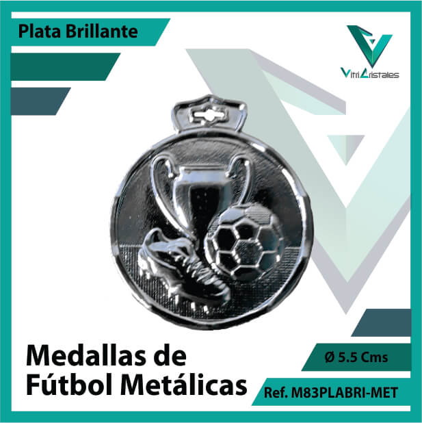 medallas en medellin de futbol metalicas color plata brillante ref m83plabri-met