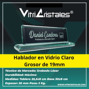 Hablador de escritorio en vidrio