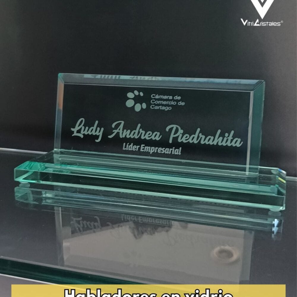 placa de escritorio en vidrio (hablador de escritorio)