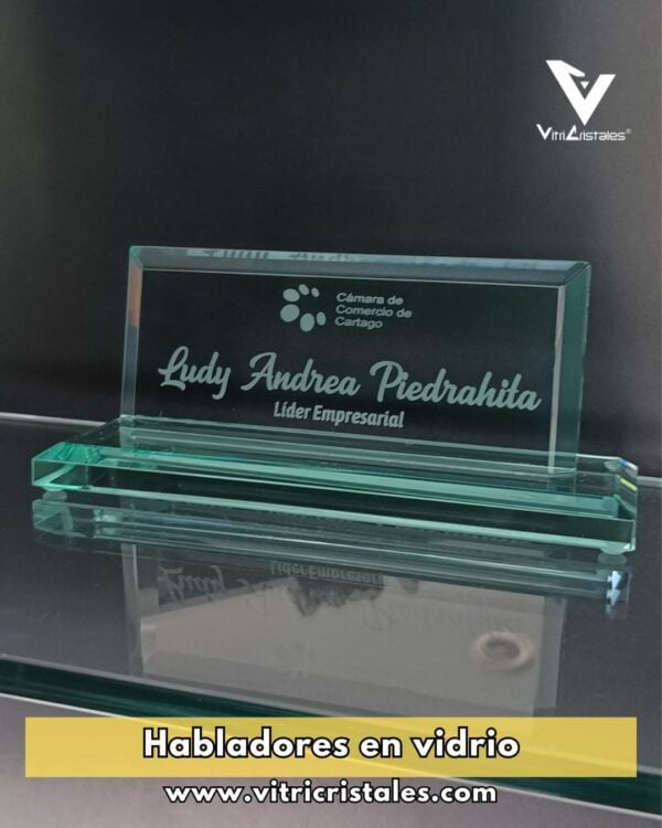 placa de escritorio en vidrio (hablador de escritorio)