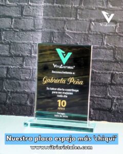 placa de reconocimiento en espejo
