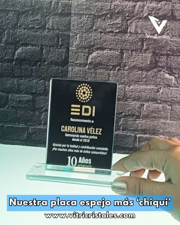 placa de reconocimiento-en espejo grabada a láser pequeña