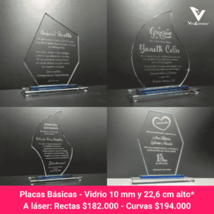 placas conmemorativas en vidrio