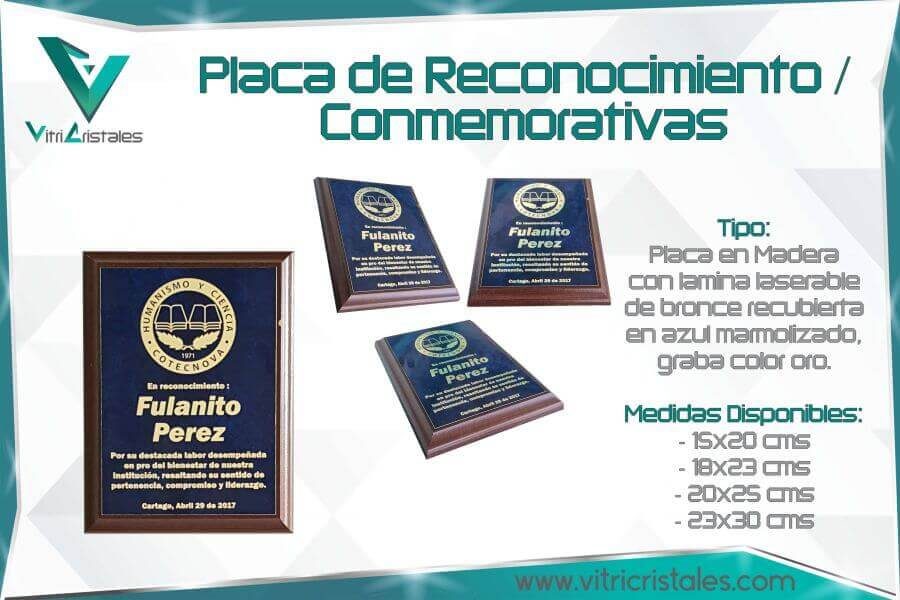 placa de reconocimiento en madera con bronce marmolizado laserable