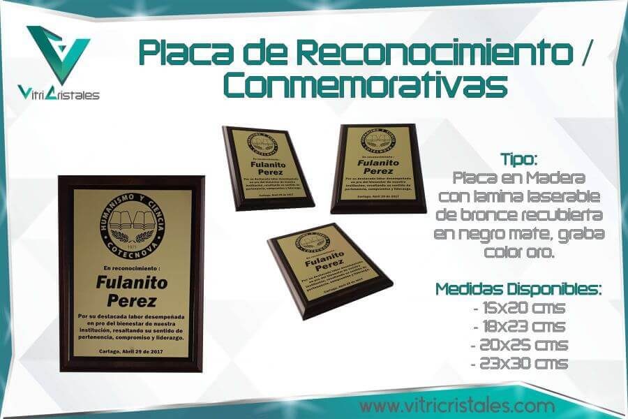 placa de reconocimiento en madera con bronce laserable