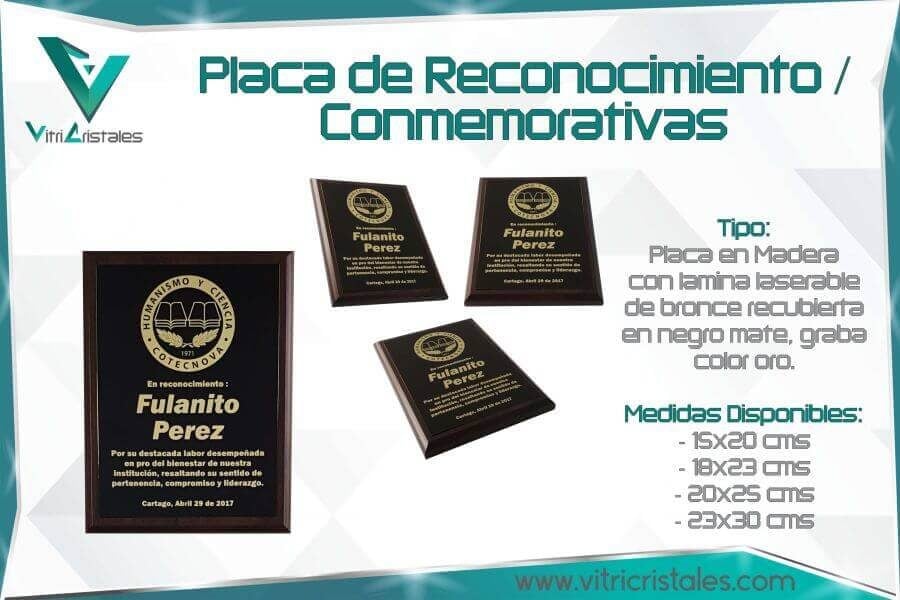 placa de reconocimiento en madera con bronce laserable